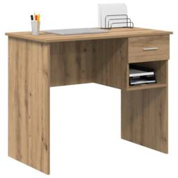 Berkfield Home Modern Desk with Storage Artisan Oak 90x49.5x75 cm Engineered wood in Beige