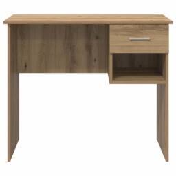 Berkfield Home Modern Desk with Storage Artisan Oak 90x49.5x75 cm Engineered wood in Beige - thumbnail 6