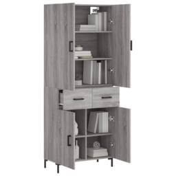 Berkfield Home Highboard Grey Sonoma 69.5x34x180 cm Engineered Wood - thumbnail 3