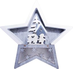 Netagon Battery Powered Wooden Light Up Christmas Star in White - thumbnail 7
