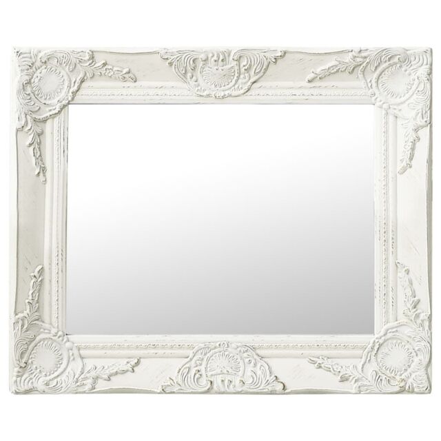 Berkfield Home Wall Mirror Baroque Style 50x40 cm White - image 1
