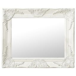 Berkfield Home Wall Mirror Baroque Style 50x40 cm White - thumbnail 1