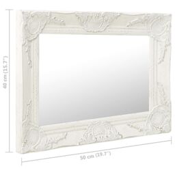 Berkfield Home Wall Mirror Baroque Style 50x40 cm White - thumbnail 6