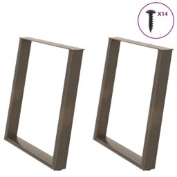 Berkfield Home vidXL Dining Table Legs U-Shaped 2 pcs Natural Steel 80x(72-73) cm Steel in Brown - thumbnail 1