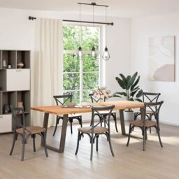 Berkfield Home vidXL Dining Table Legs U-Shaped 2 pcs Natural Steel 80x(72-73) cm Steel in Brown - thumbnail 3