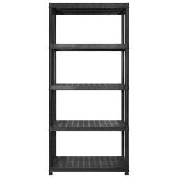 Berkfield Home Storage Shelf 5-Tier Black 340x40x185 cm Plastic - Size: 340 x 40 x 185 cm