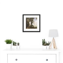Artery8 John Constable Salisbury Cathedral From The Bishops Garden 8X8 Inch Square Wooden Framed Wall Art Print Picture with Mount in Black - thumbnail 2