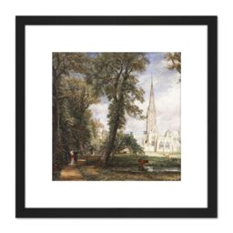 Artery8 John Constable Salisbury Cathedral From The Bishops Garden 8X8 Inch Square Wooden Framed Wall Art Print Picture with Mount in Black - thumbnail 1