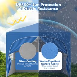 Gymax 300 x 300 cm Pop up Canopy Tent With 4 Removable Sidewall Sun Shelter in Blue - thumbnail 2