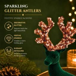 Shatchi 20cm Velvet Deer Christmas Reindeer Figurine in Emerald - Size: 20 cm - thumbnail 5