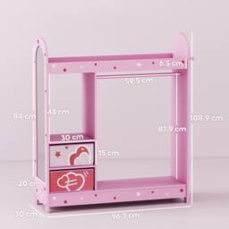 AIYAPLAY Kids Wardrobe, Kids Clothes Rail with Mirror for Bedroom, Pink - thumbnail 3