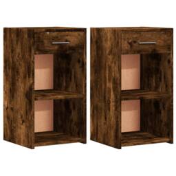 Berkfield Home Bedside Cabinets 2 pcs Smoked Oak 35x34x65 cm Engineered Wood in Brown - Size: 35 x 34 x 65 cm - thumbnail 1