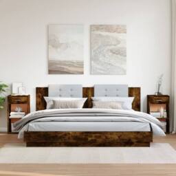 Berkfield Home Bedside Cabinets 2 pcs Smoked Oak 35x34x65 cm Engineered Wood in Brown - Size: 35 x 34 x 65 cm - thumbnail 3
