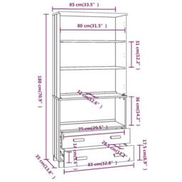 Berkfield Home Highboard HAMAR Solid Wood Pine Light Grey - thumbnail 8