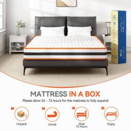MCC Direct SuperKing Mattress Breathable Memory Foam Sprung OEKO-TEX Certified Mattress in White - Size: Super King - thumbnail 4