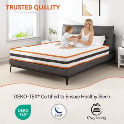 MCC Direct SuperKing Mattress Breathable Memory Foam Sprung OEKO-TEX Certified Mattress in White - Size: Super King - thumbnail 3