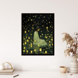 Wee Blue Coo Wall Art Print Diwali At Dusk Whimsical Portrait Living Room Framed in Dark Green - Size: A4 - thumbnail 4