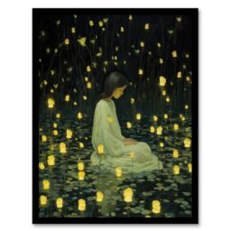 Wee Blue Coo Wall Art Print Diwali At Dusk Whimsical Portrait Living Room Framed in Dark Green - Size: A4 - thumbnail 1