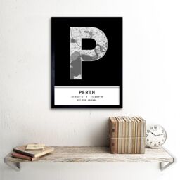 "Wee Blue Coo Wall Art Print Perth Australia City Map Modern Typography Stylish Letter Framed Word in Black - Size: W12"" x H16""" - thumbnail 2