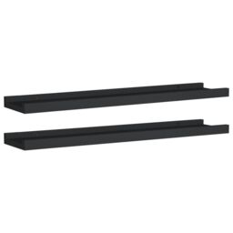 Berkfield Home Picture Frame Ledge Shelves 2 pcs Black 60x9x3 cm MDF - Size: 60 x 9 x 3 cm - thumbnail 2