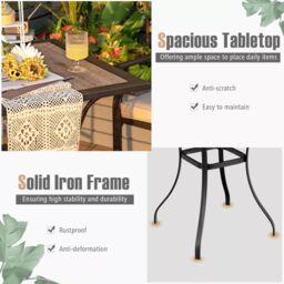 Costway 3 Pieces Patio Bar Set Bar Height Outdoor Bistro Set W/ 2 Upholstered Bar Stools in Brown - thumbnail 5