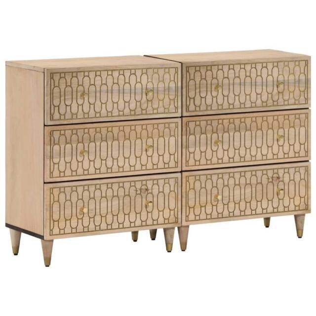 Berkfield Home Side Cabinets 2 pcs 60x33x75 cm Solid Wood Mango in Brown - Size: 60 x 33 x 75 cm - image 1