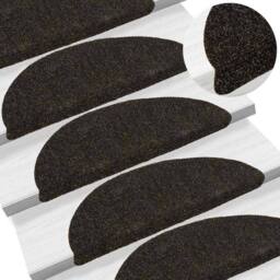 Berkfield Home Self-adhesive Stair Mats 15pcs Dark Brown 56x17x3cm Needle Punch - Size: Medium - thumbnail 1