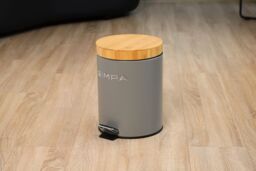 simpa 5L Soft-Closing Pedal Dustbin with Bamboo Lid in Grey - thumbnail 4
