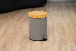 simpa 5L Soft-Closing Pedal Dustbin with Bamboo Lid in Grey - thumbnail 3
