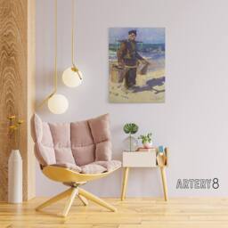 "Artery8 Shell Fisherman Portrait Painting Canvas Wall Art Print Toorop - Size: W18"" x H24""" - thumbnail 3