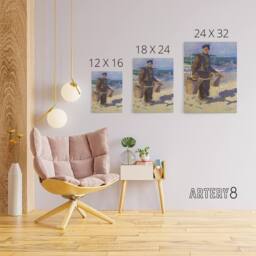 "Artery8 Shell Fisherman Portrait Painting Canvas Wall Art Print Toorop - Size: W18"" x H24""" - thumbnail 4