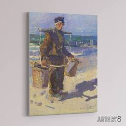 "Artery8 Shell Fisherman Portrait Painting Canvas Wall Art Print Toorop - Size: W18"" x H24""" - thumbnail 2
