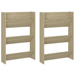 Berkfield Home Wall Shoe Cabinets 2 pcs Sonoma Oak 60x18x90 cm Engineered Wood in Brown - Size: 60 x 18 x 90 cm - thumbnail 2