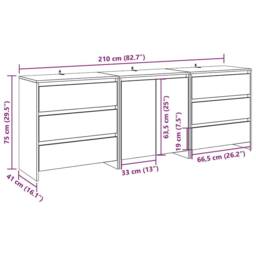 Berkfield Home 3 Piece Sideboard Old Wood Engineered Wood in Brown - thumbnail 9