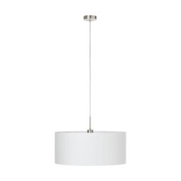 Loops Pendant Light Colour Satin Nickel Steel Shade White Fabric Bulb E27 1x60W in Metallics