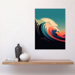 "Artery8 Rainbow Bomb Wave Ocean Sea Bauhaus Wave Bathroom Toilet Large Wall Art Poster Print Thick Paper 18X24 Inch - Size: W18"" x H24""" - thumbnail 4