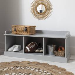 Nöa and Nani Stockholm Storage Bench with 3 Brown Baskets in Silk Grey - thumbnail 6