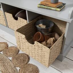 Nöa and Nani Stockholm Storage Bench with 3 Brown Baskets in Silk Grey - thumbnail 5
