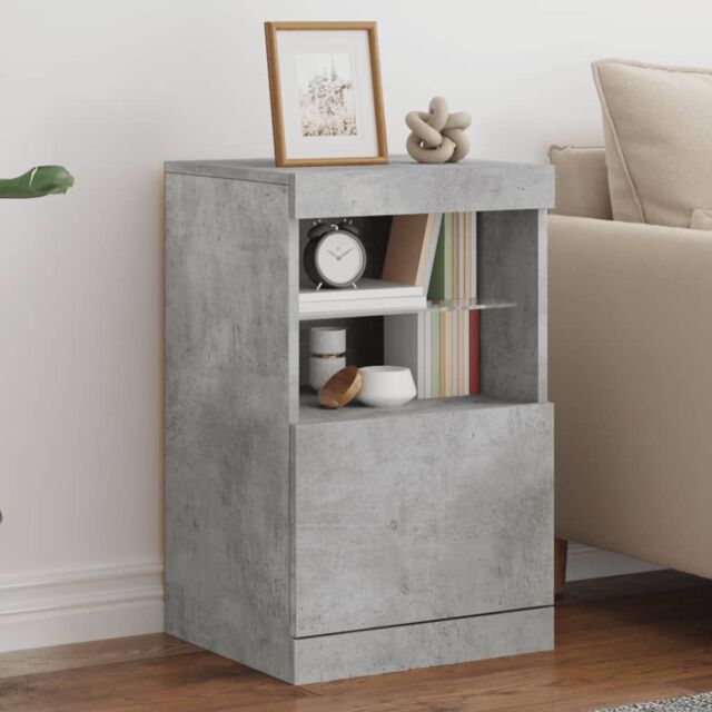 Berkfield Home Sideboard with LED Lights Concrete Grey 41x37x67 cm - Size: 41 x 37 x 67 cm - image 1