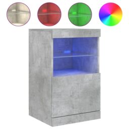 Berkfield Home Sideboard with LED Lights Concrete Grey 41x37x67 cm - Size: 41 x 37 x 67 cm - thumbnail 2