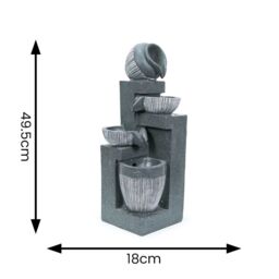 ValueLights Solar Powered Outdoor Cascading Water Feature Fountain Light in Grey - thumbnail 6