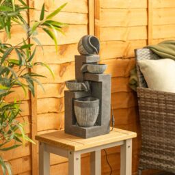 ValueLights Solar Powered Outdoor Cascading Water Feature Fountain Light in Grey - thumbnail 5