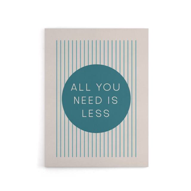 "Artery8 All You Need Is Less Circle Stripes Teal Simple Canvas Wall Art Print in Blue - Size: W24"" x H32""" - image 1