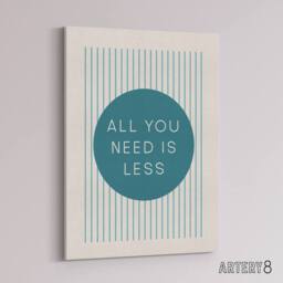 "Artery8 All You Need Is Less Circle Stripes Teal Simple Canvas Wall Art Print in Blue - Size: W24"" x H32""" - thumbnail 2