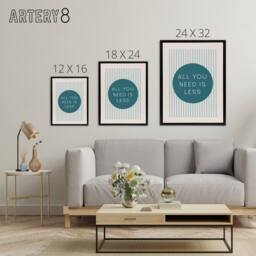 "Artery8 All You Need Is Less Circle Stripes Teal Simple Canvas Wall Art Print in Blue - Size: W24"" x H32""" - thumbnail 4