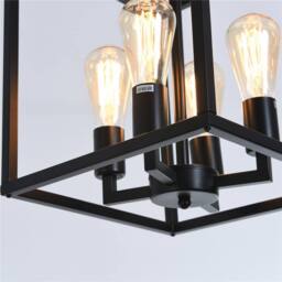 NIVOR 4-Light Vintage Lantern Pendant Industrial Metal Cage Chandeliers in Black - thumbnail 8