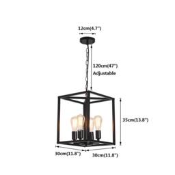 NIVOR 4-Light Vintage Lantern Pendant Industrial Metal Cage Chandeliers in Black - thumbnail 2