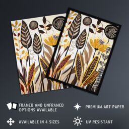 "Artery8 Rustic Abstract Wildflowers Painting Folk Art Framed Art Print in Brown - Size: W12"" x H16""" - thumbnail 2