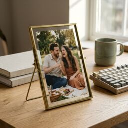 "Nicola Spring 2x Standing Metal Photo Frames - 5"" x 7"" Picture Display Poster Frame in Gold" - thumbnail 8