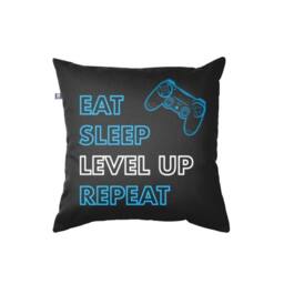 rucomfy Beanbags rucomfy Eat Sleep Level Up Repeat Cushion 45x45cm - Gamer Pillow - Size: 45x45 cm - thumbnail 1